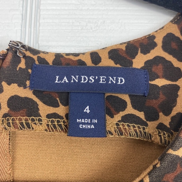 Lands End Sleeveless Leopard Print Knee Length Dress Pockets Size 4 - Picture 4 of 7